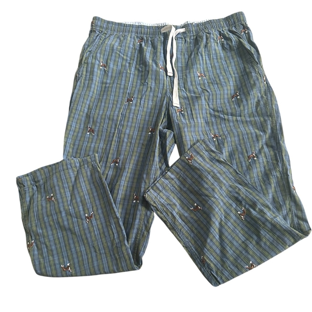 J. Crew Embroidered Dog Plaid‎ Lounge Pants Men’s XL